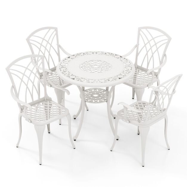 5 tlg. Bistro Set aus Aluminiumguss mit Schirmloch