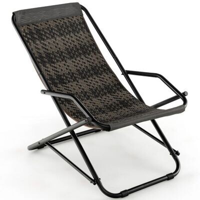 Liegestuhl Klappbar Rattan Strandliege 106 x 65 x 79 cm Grau