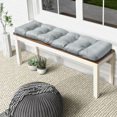 Bankauflage für Gartenbank, Schuhbank 132 x 49 x 15 cm Sitzkissen aus PP-Baumwolle grau