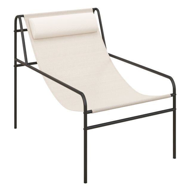 Liegestuhl Loungesessel mit Abnehmbarer Kopfstütze 94 x 62 x 76 cm Beige