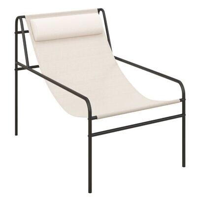 Liegestuhl Loungesessel mit Abnehmbarer Kopfstütze 94 x 62 x 76 cm Beige