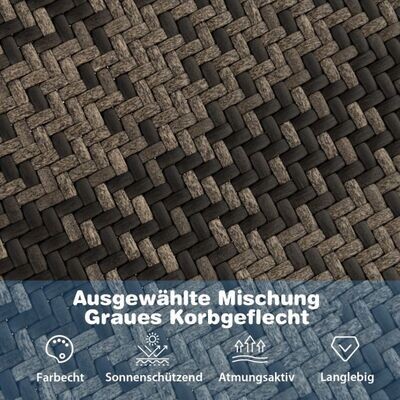 Liegestuhl mit Klapphocker Rattan Strandliege 106 x 65 x 79 cm Grau