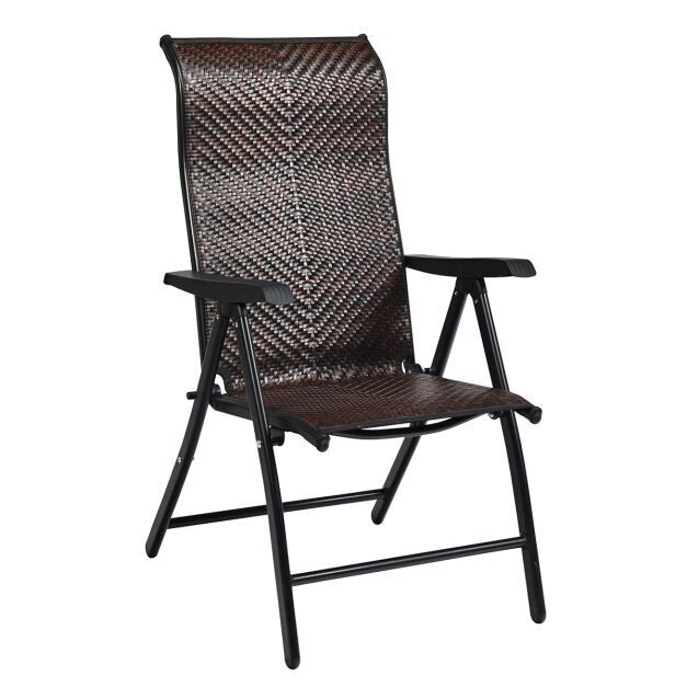 Gartenstuhl Rattan-Klappstuhl mit 5-Fach Verstellbarer Rückenlehne 69 x 58 x 85 - 112 cm