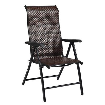 Gartenstuhl Rattan-Klappstuhl mit 5-Fach Verstellbarer Rückenlehne 69 x 58 x 85 - 112 cm