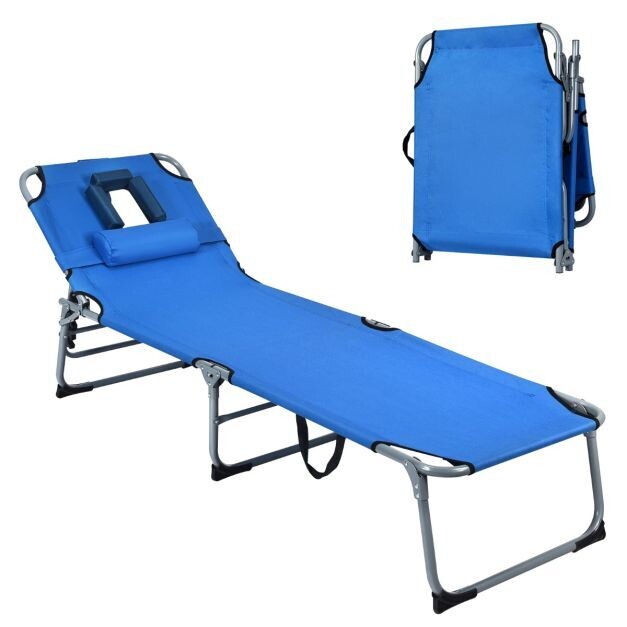 Sonnenliege Zusammenklappbare Strandliege 194 x 60 x 36-86 cm Blau