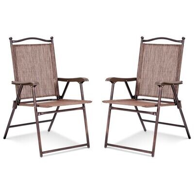 Set aus 2 Klappstühlen für die Terrasse klappbare Gartenstühle braun