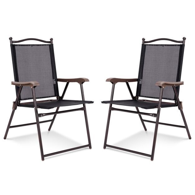 Set aus 2 Klappstühlen für die Terrasse klappbare Gartenstühle Schwarz