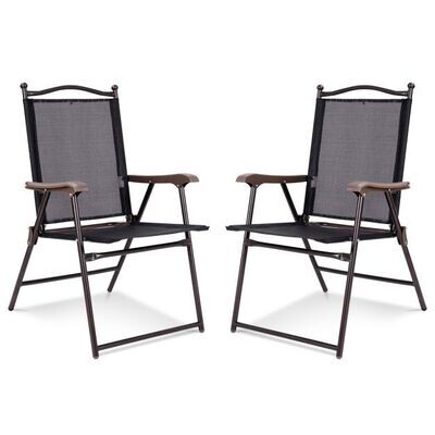 Set aus 2 Klappstühlen für die Terrasse klappbare Gartenstühle Schwarz