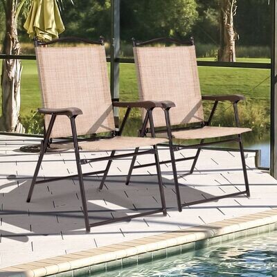 Set aus 2 Klappstühlen für die Terrasse klappbare Gartenstühle beige