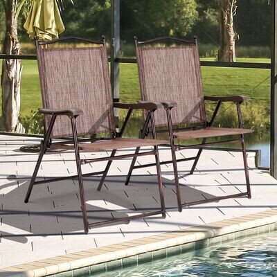Set aus 2 Klappstühlen für die Terrasse klappbare Gartenstühle braun