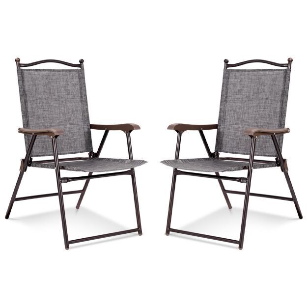 Set aus 2 Klappstühlen für die Terrasse klappbare Gartenstühle grau