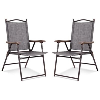 Set aus 2 Klappstühlen für die Terrasse klappbare Gartenstühle grau