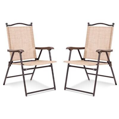 Set aus 2 Klappstühlen für die Terrasse klappbare Gartenstühle beige