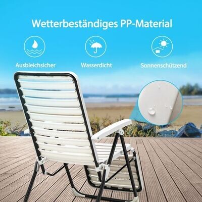 Terrassenliegestuhl mit Fussstütze Klappbarer Liegestuhl Weiss