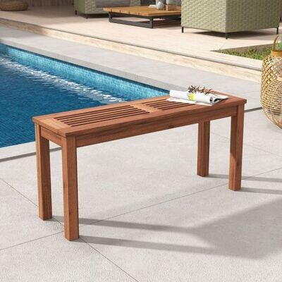 2-Sitzer Gartenbank ohne Rückenlehne Wetterfeste Sitzbank Holzbank 100 x 30,5 x 47 cm