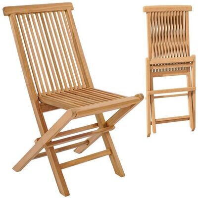 2er Set Gartenstühle aus Teakholz Klappstühle mit hoher Rückenlehne 61 x 47 x 89,5 cm Natur