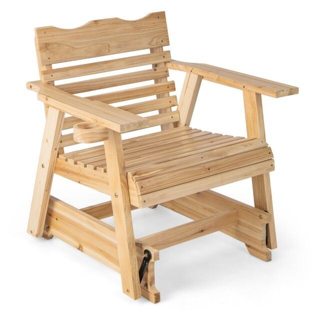 Schaukelstuhl aus Holz, Gartenstuhl 80 x 81 x 87 cm Natur