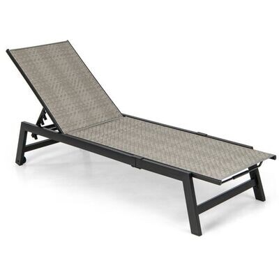 Sonnenliege PE-Rattan mit Rollen &amp; 5-fach verstellbarer Rückenlehne