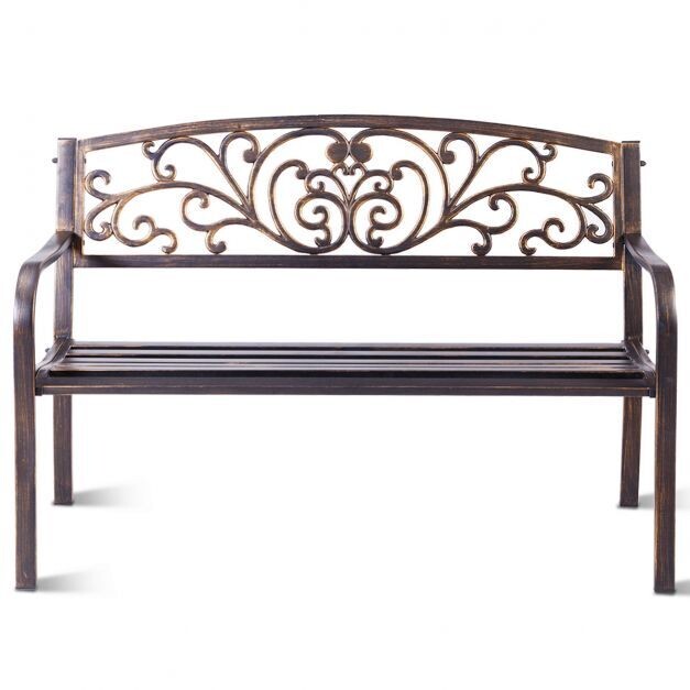 Gartenbank 3-Sitzer Parkbank Eisenbank 126 x 60 x 85 cm goldfarben