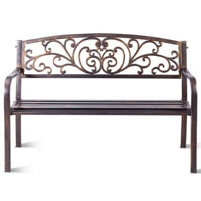 Gartenbank 3-Sitzer Parkbank Eisenbank 126 x 60 x 85 cm goldfarben
