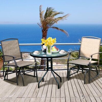 2er Set Schaukelstühle Gartenmöbel mit Metallrahmen 58 x 70 x 94 cm Braun