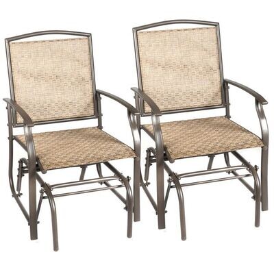 2er Set Schaukelstühle Gartenmöbel mit Metallrahmen 58 x 70 x 94 cm Braun