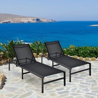 Sonnenliegestuhl  anpassbarer Liegestuhl 64 x 198 x 67 - 103 cm Schwarz