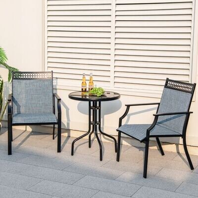 2er Set Gartenstühle, Balkonstühle mit schnell trocknendem Stoff und Metallrahmen Blau