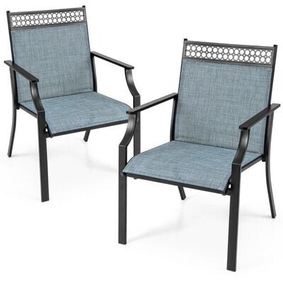 2er Set Gartenstühle, Balkonstühle mit schnell trocknendem Stoff und Metallrahmen Blau