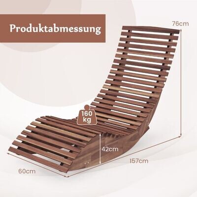 Sonnenliege Akazienholz ergonomische Holzliege Gartenliege 157 x 60 x 76 cm Natur