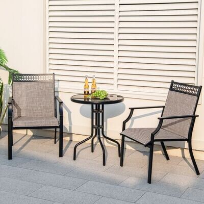 2er Set Gartenstühle, Balkonstühle mit schnell trocknendem Stoff und Metallrahmen Kaffee