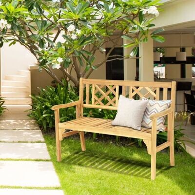 Klappbare Terrassenbank Gartenbank Holz Holzbank Gartenmöbel 120 x 56 x 90 cm Natur