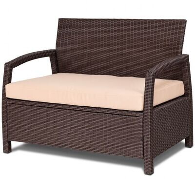2-Sitzer Rattan Gartenbank Outdoor Lounge Sitzbank Braun 108 x 64 x 84 cm