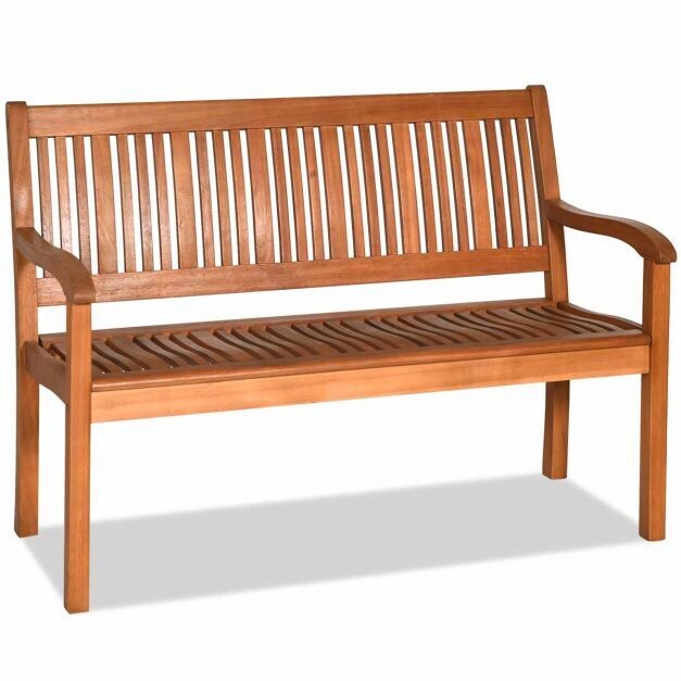 Solide Gartenbank für 2 Personen mit kurviger Rückenlehne &amp; weiten Armlehnen 126 x 63 x 91 cm