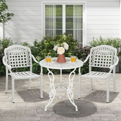 2er Set Gartenstühle aus Alu mit Armlehnen Stapelstühle Gartensessel für Balkon Weiss