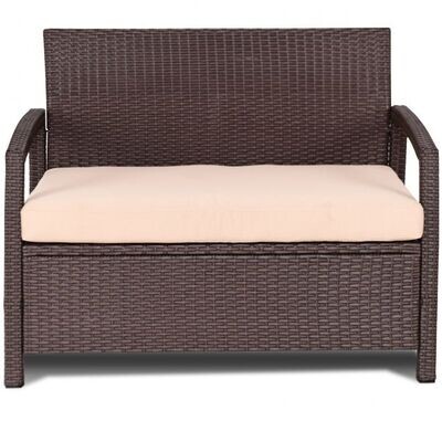 2-Sitzer Rattan Gartenbank Outdoor Lounge Sitzbank Braun 108 x 64 x 84 cm