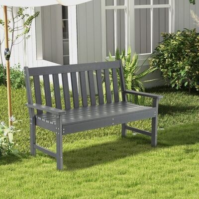132 cm Lange Sitzbank Allwetter-Gartenbank aus HDPE 132 x 65 x 91 cm Grau