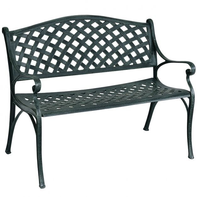 Gartenbank Aluminium-Sitzbank mit Armlehnen Sitzbank 103 x 55 x 82 cm Antikes Grün