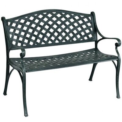 Gartenbank Aluminium-Sitzbank mit Armlehnen Sitzbank 103 x 55 x 82 cm Antikes Grün