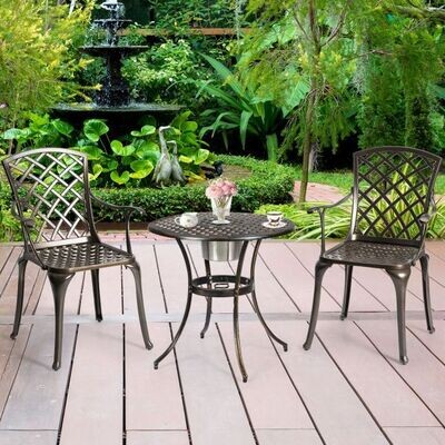 2er Set Gartenstühle, Balkon-Set 52 x 49 x 94 cm Bronze