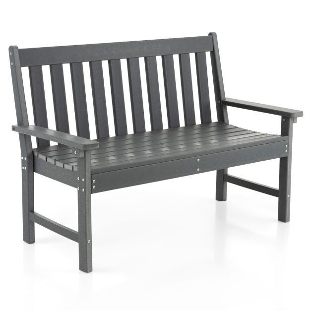 132 cm Lange Sitzbank Allwetter-Gartenbank aus HDPE 132 x 65 x 91 cm Grau