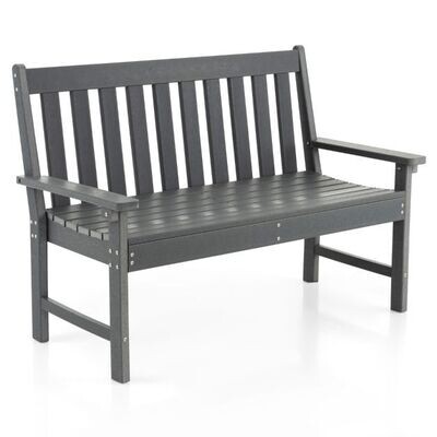 132 cm Lange Sitzbank Allwetter-Gartenbank aus HDPE 132 x 65 x 91 cm Grau