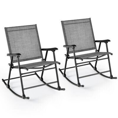 Klappbare Schaukelstühle 2er Set Gartenstühle mit atmungsaktivem Sitzstoff 82 x 64 x 91 cm grau