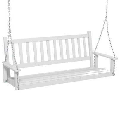 3-Sitzer Hängebank aus Massivholz Hollywoodschaukel bis 360 kg Belastbar Weiss