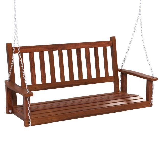 2-Sitzer Hängebank aus Massivholz Hollywoodschaukel bis 230 kg Belastbar Braun