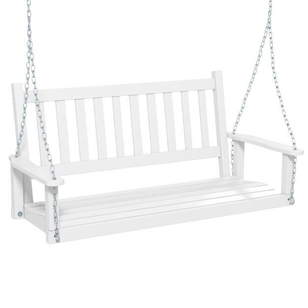 2-Sitzer Hängebank aus Massivholz Hollywoodschaukel bis 230 kg Belastbar weiss