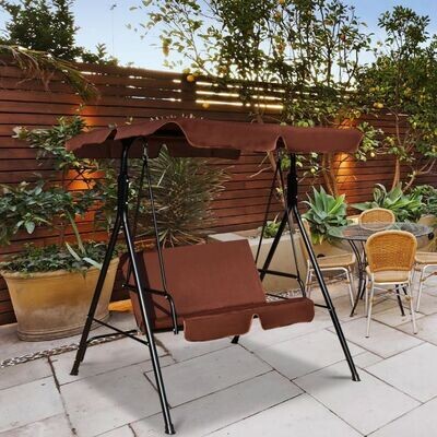 2-Sitzer Hollywoodschaukel Gartenschaukel mit Sonnendach 141 x 118 x 154 cm Braun