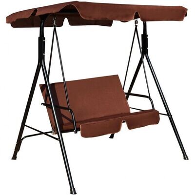2-Sitzer Hollywoodschaukel Gartenschaukel mit Sonnendach 141 x 118 x 154 cm Braun