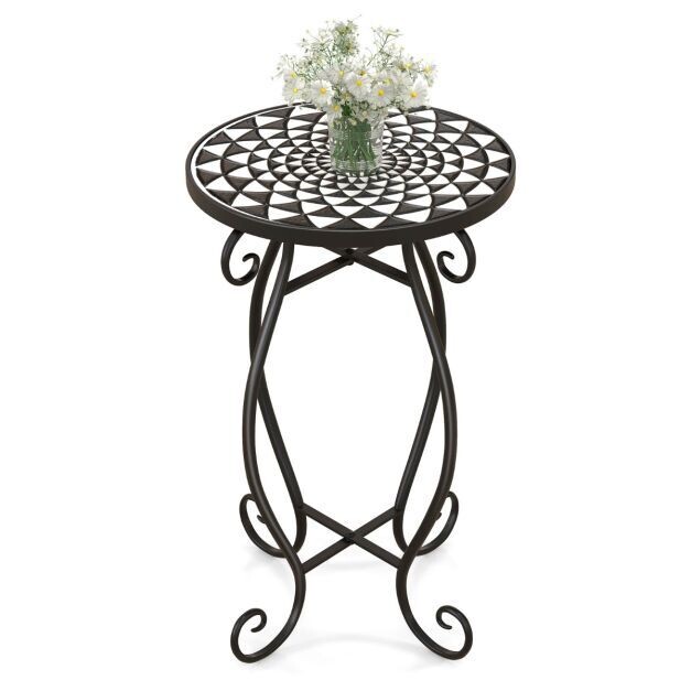 Runder Beistelltisch Mosaiktisch aus Metall &amp; Keramik ∅30 x 50 cm