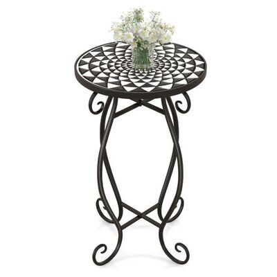 Runder Beistelltisch Mosaiktisch aus Metall &amp; Keramik ∅30 x 50 cm